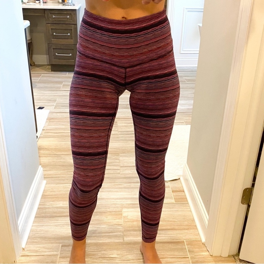 Lululemon Align 28” Striped Pink and Black Leggings